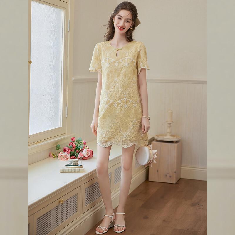 Bailuyu Women's New Chinese Style Embroidered A-Line Dress