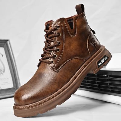 Leder Martin Stiefel neue Herrenstiefel High-Top Lederschuhe Herbst und Winter Plateau Britischer Stil Workwear kurze Stiefel Herren