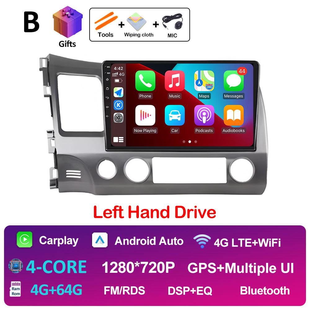 Android Auto Wireless Carplay For Honda Civic 8 2005 2006 2007 2008 - 2012 Car Multimedia Video Radio Player GPS Navigation WIFI
