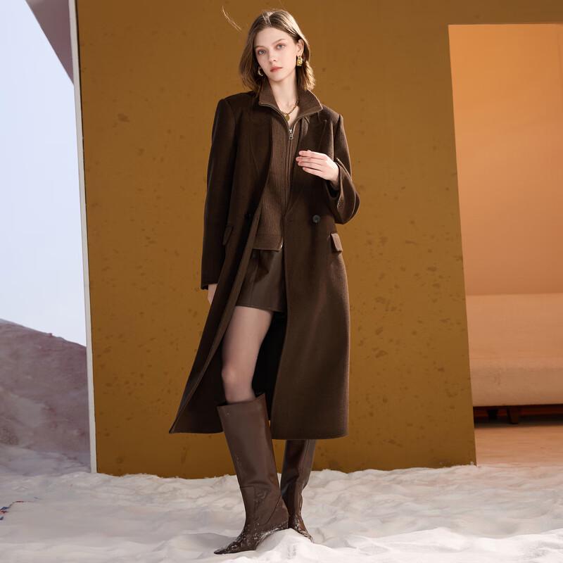 

Sancai Women s Wool Cashmere Blend Double-Faced Long Coat XS