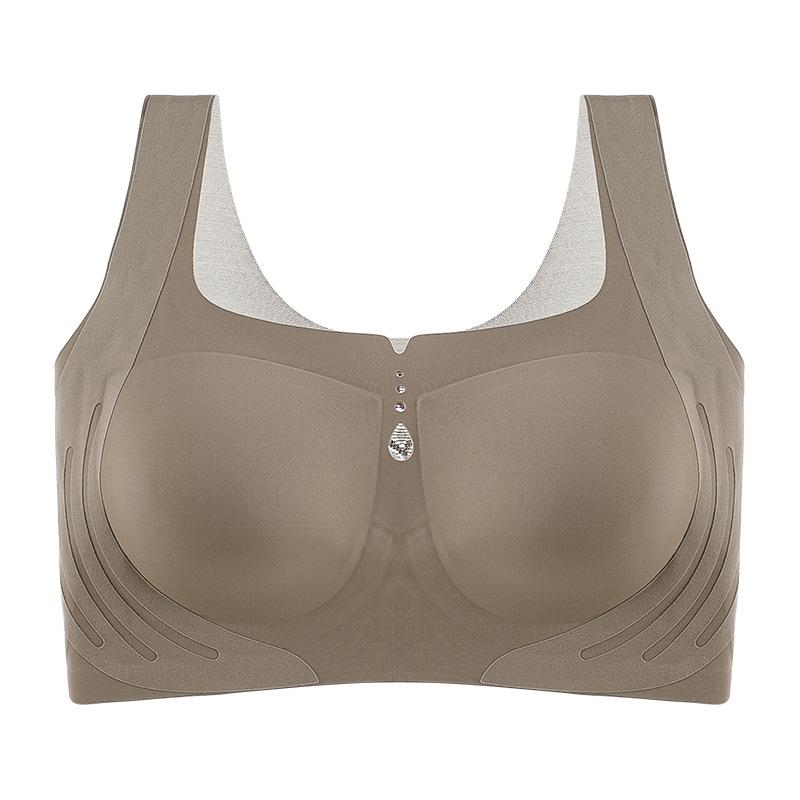Large Size Lingerie Women's Thin Seamless Vest Style Bra with Gathered Accessory Breasts To Prevent Sagging Bra