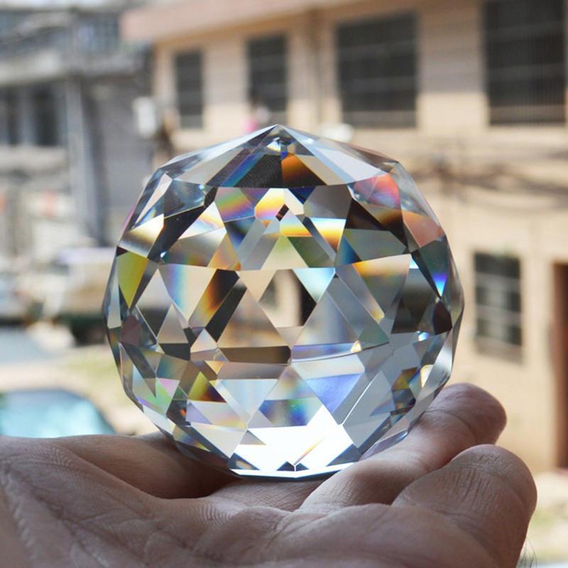 Clear Cut Crystal Sphere 50mm Faceted Gazing Ball Prisms Suncatcher Decor Home