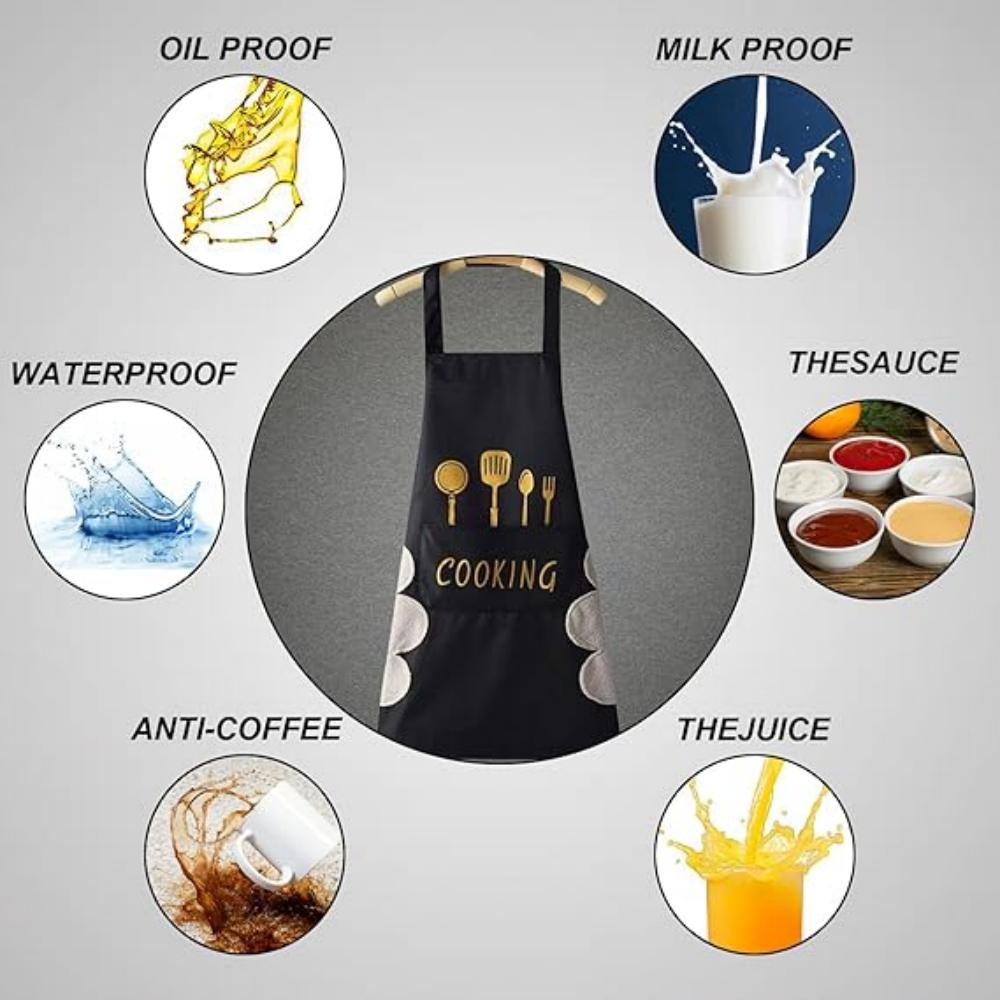 1pc Stylish Polyester Apron with "COOKING" Print - Thick Waist Design, Durable & Easy-Clean, Perfect for Home Kitchen Wear, Cook