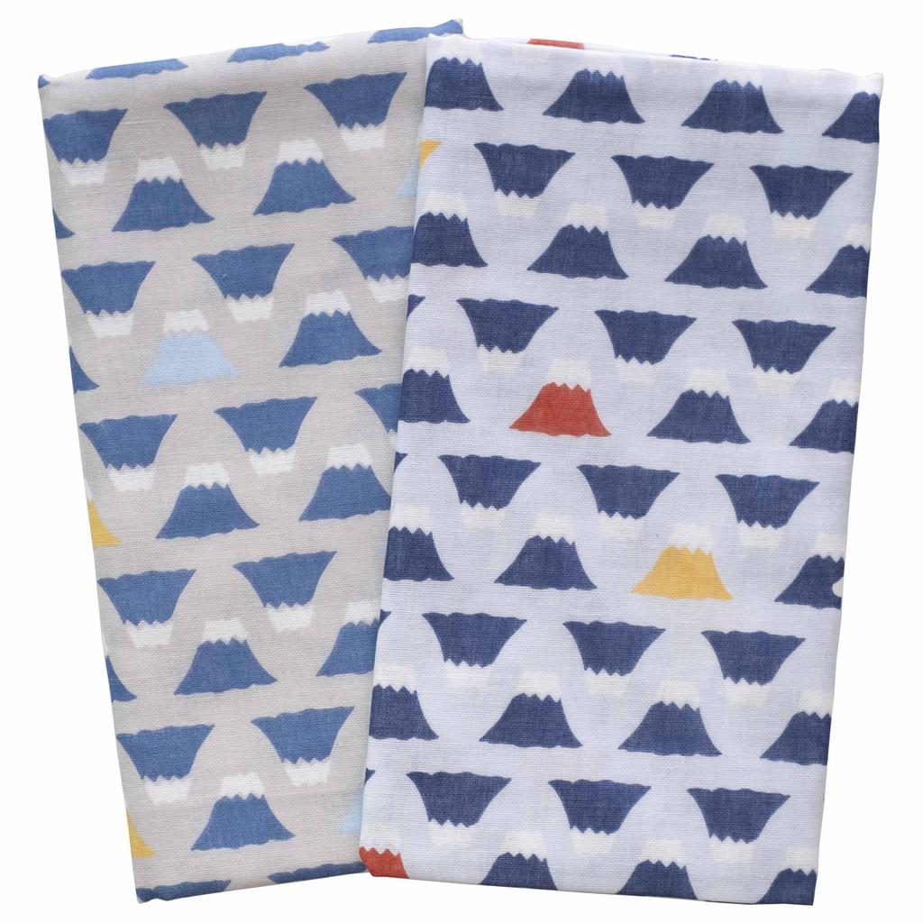 Cute Gauze Tenugui Towel Soft to the Made in Japan Fuji 2 Set, Touch, 100% Cotton, (D. Mt. Design, Pieces)