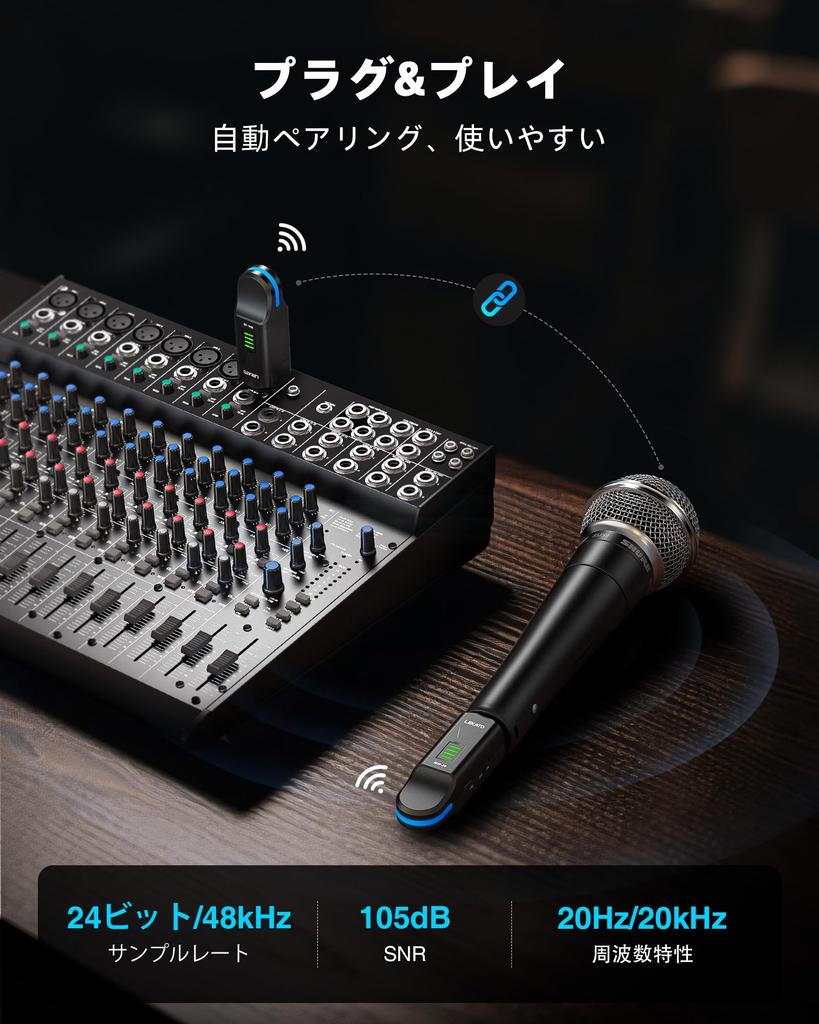 Wireless Microphone Condenser Microphone with 48V Phantom Wireless XLR for Dynamic PA and Audio Mixers System, 2.4GHz Power, Transmitter/Receiver