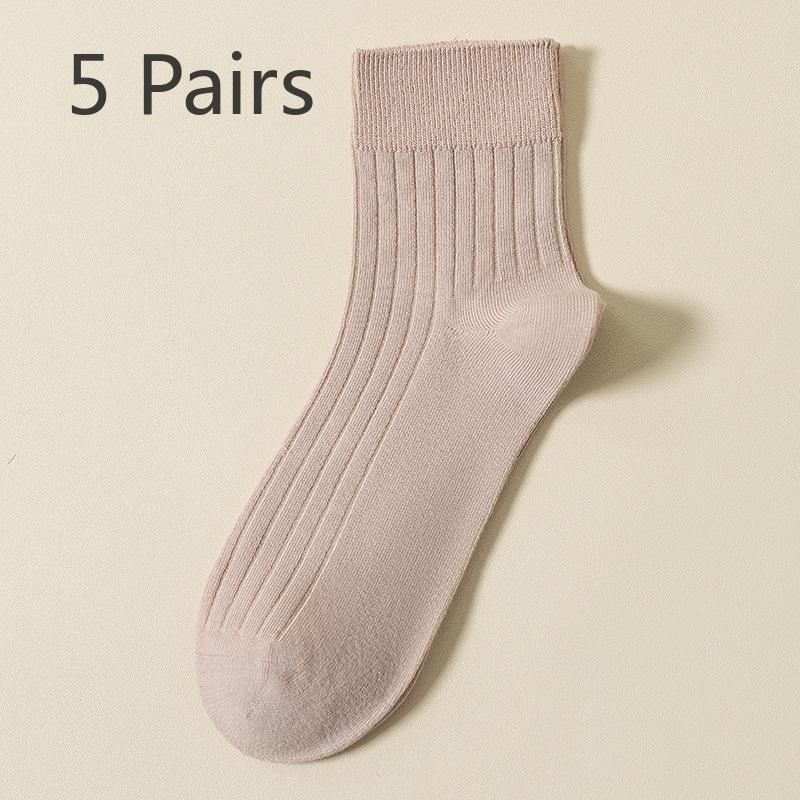 

5 пар мужских носков-трубок весенне-летнего стиля, новые однотонные, высокого качества, с защитой от катышков 5 Pairs телесный