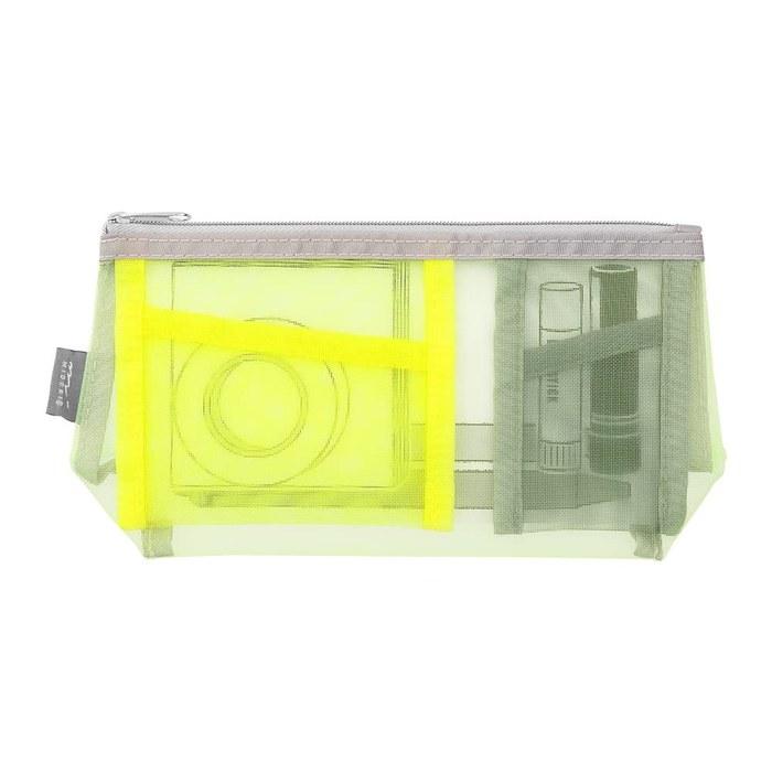 Midori Pouch Pen Case Pen & Tool Pouch Mesh Gusseted Yellow-Green 53352006 (1 count)