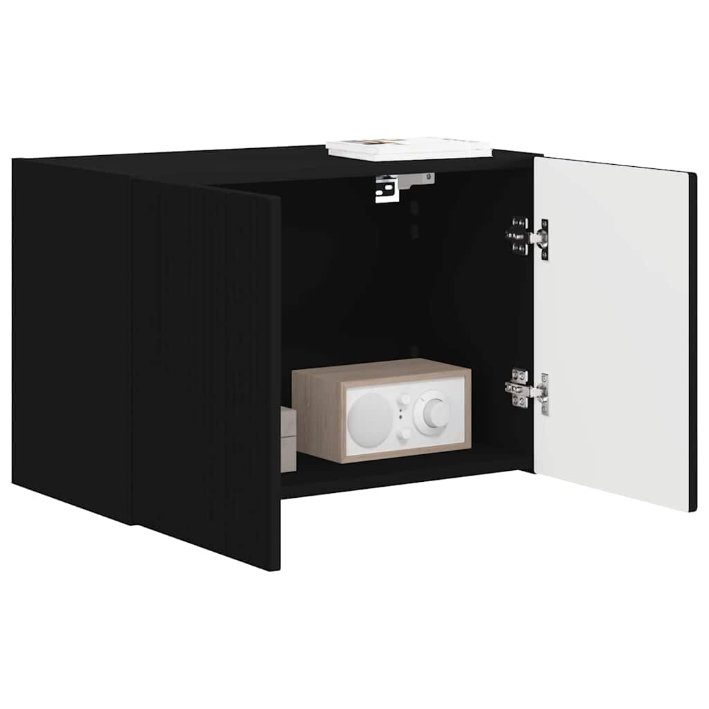 Wall Mounted TV Cabinet Black 59.5 X 31 X 40 Cm Engineered Wood