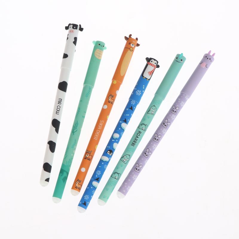 8Pcs Cartoon Animal Erasable Gel Pens 0.5Mm Colorful Ink Ballpoint Pens Smooth Writing For Office School Stationery Supplies