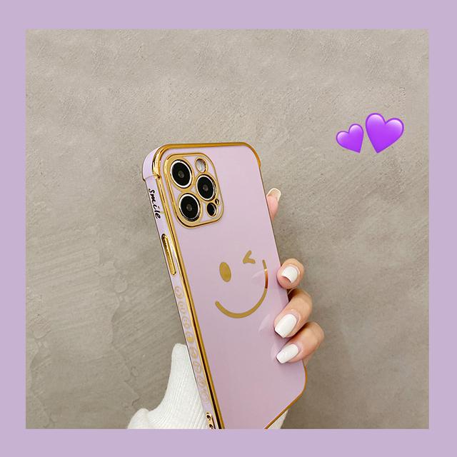 

Роскошный позолоченный чехол-бампер с милым смайликом для Iphone 13 12 11 Pro Xs Max X Xr 7 8 Plus, мягкий силиконовый защитный чехол For Xs Max