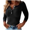 Women's Button V-neck Sexy Solid Color Knitted Cotton Top