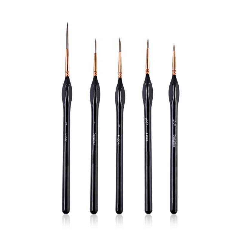 5Pcs Detail Paint Brush for Acrylic Watercolor Gouache Oil Face Painting Model Figurine Artwork Miniature Paint Brush