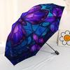 1pc Open/Close Blocking Umbrella with Glow-in-the-Dark Purple Butterfly & Blue Stained--like pattern, 8-Rib Heavy-Duty Frame,