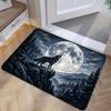 1pc, 2D Flat Printing, Moonlit Howling Wolf Landscape Door Mat, Entrance Door Mat, Colorful Non-Slip, Machine Washable Polyester Carpet, Suitable for