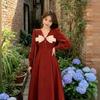 Little Black Dress Female Hepburn Style Spring and Autumn New Retro Knee Thin Dress Temperament Long Dress