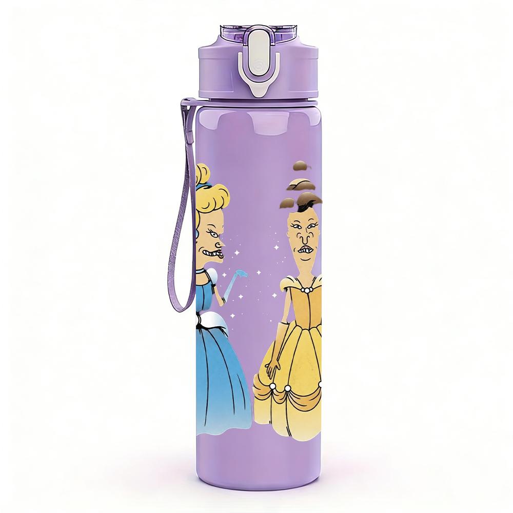 1PC Vintage Royal Princess Cartoon Lady Print 750ml Portable Sports Water Bottle Leakproof Gym Outdoor Travel Drink Cup