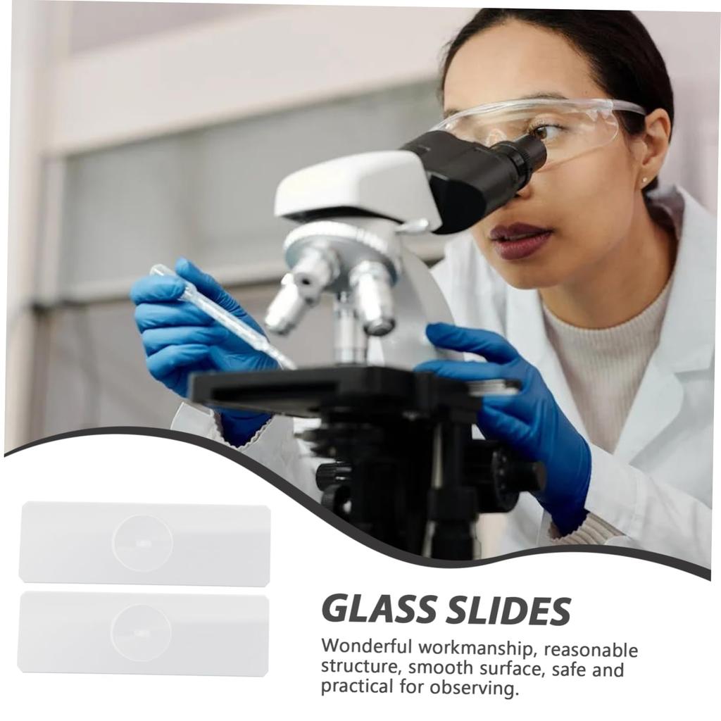 TOYMYTOY Concave Laboratory Microscope Circular Quartz Glass Frosted Thin Microscope Setup 50-Pack Slides, Slides, Slides, Slides, Slides, Slides,