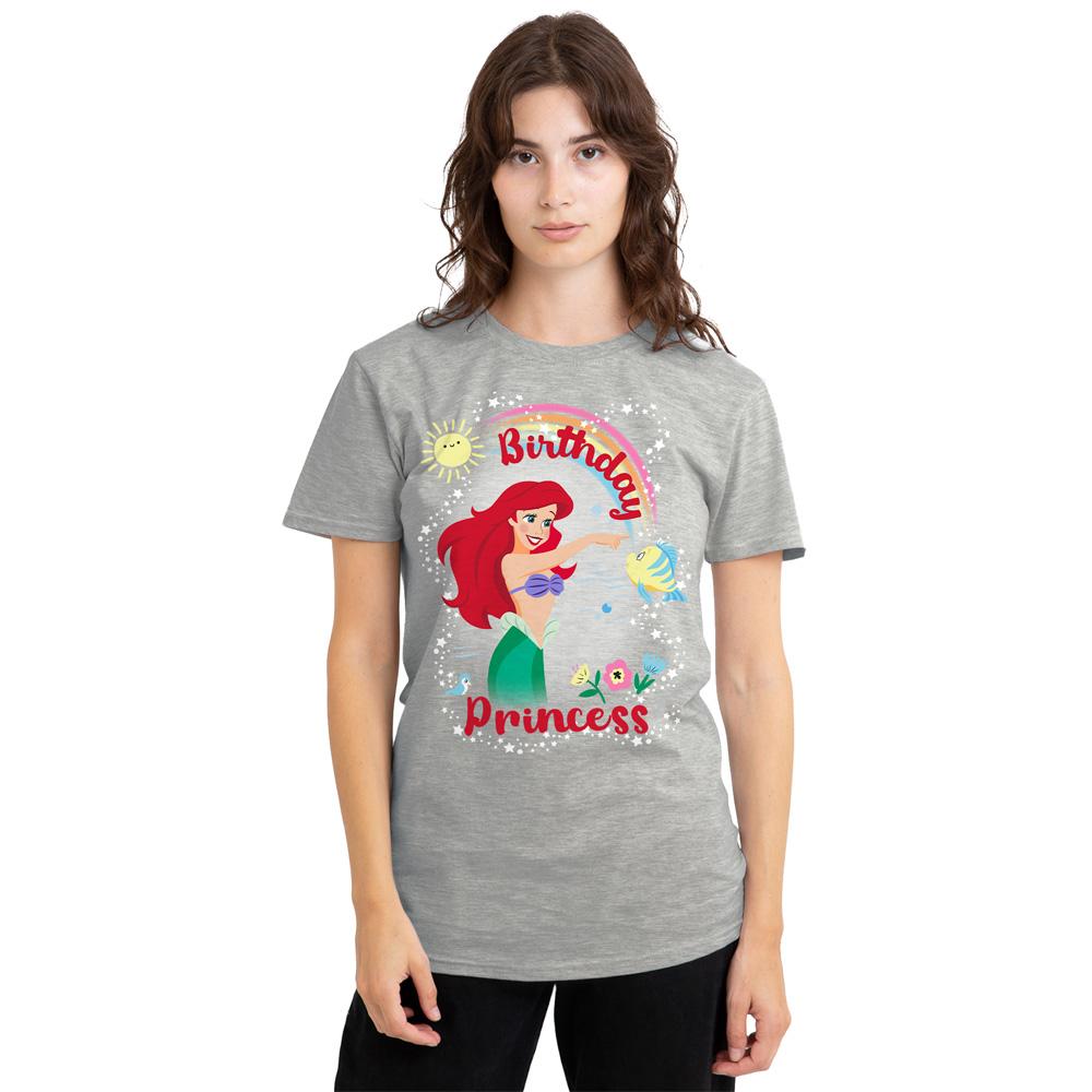 The Little Mermaid Womens/Ladies Birthday Princess Ariel & Flounder Heather T-Shirt