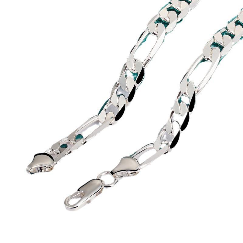 Collier chaîne exquis 8 mm trois-en-un pour femmes - Bijoux en argent du Lac de l'Ouest