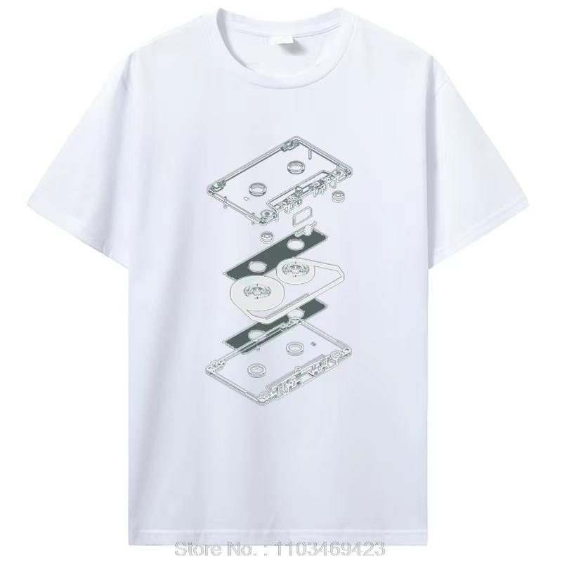 Unisex Funny Retro Audio Cassette Graphic Tee Dj Mc Tape Cd Player Streetwear Summer Casual Birthday Gift Top