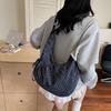 Korean ins Lazy Wind Croissant Bag Women's Large Capacity Canvas Folded Plaid Nylon Bag Commuter Shoulder Messenger Bag