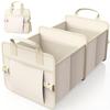 Car Trunk Organizer Foldable Portable Storage Box with Non-Slip Base 2 Compartments Car Storage Container for Groceries Sports Gear