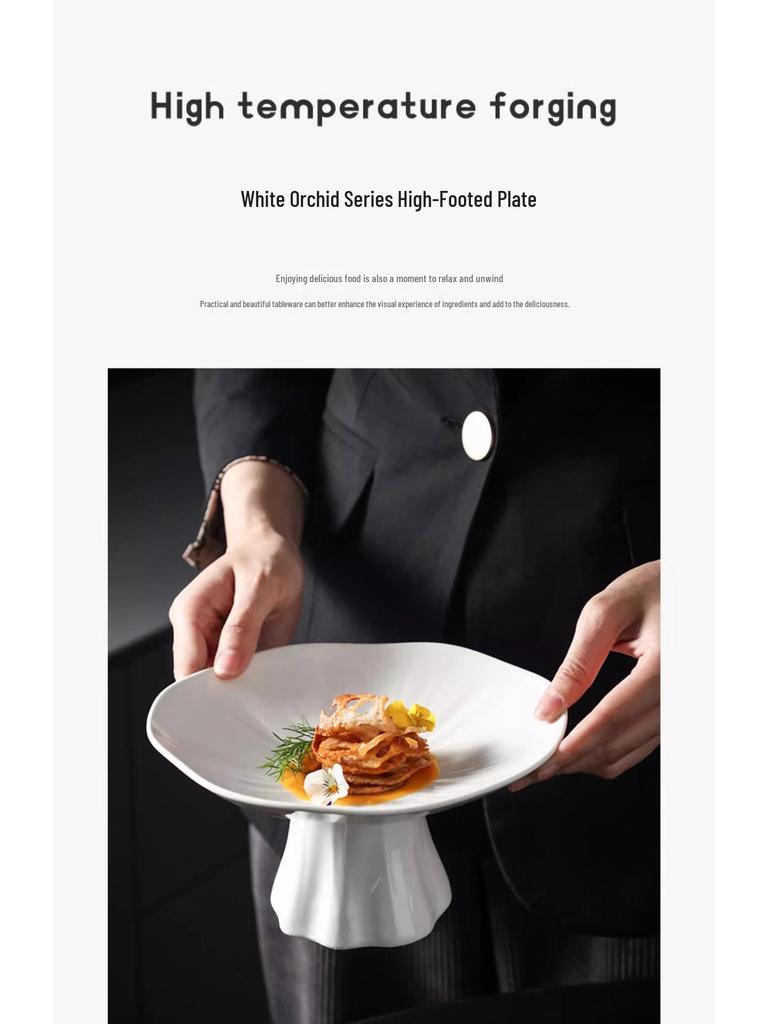 Elegantní keramický dezertní talíř pro předkrmy, studená jídla a ovoce