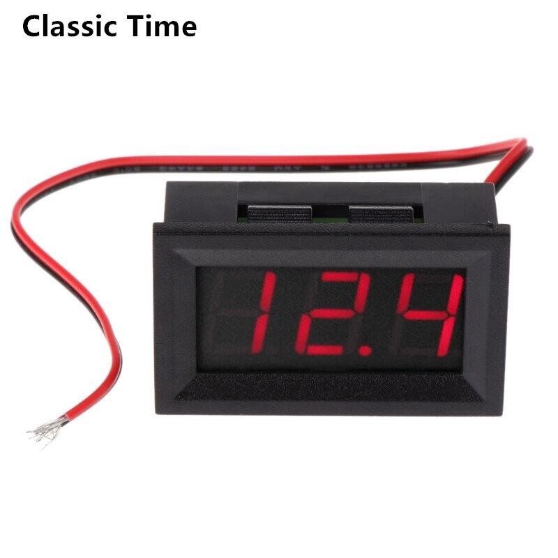 

DC 5V-120V Цифровий вольтметр Панель вимірювача 2 дроти 0,56 дюйма Світлодіодний міні вимірювач напруги Таблиця Червоний Зелений Синій Дисплей червоний