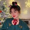 Plush Fabric Headband with Decorative Wrapped Antler Shapes Soft Lightweight Flexible Band for Holiday and Festive Wear