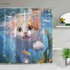 Cat Dog Cow Shower Curtain Set Cute Animal Bathroom Curtains Fabric Christmas Home Bathroom Decor Bathroom Accessories Set
