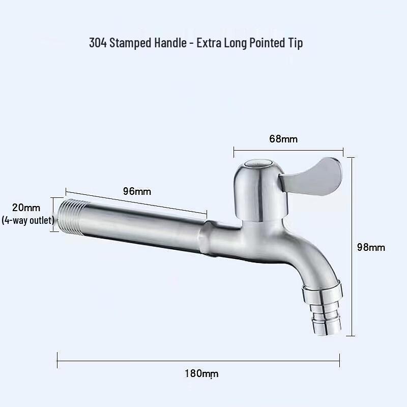 HONGGONG Lengthened 304 Stainless Steel Laundry Faucet