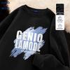 GENIOLAMODE Men's Letter Print Round Neck Pullover Sweatshirt