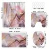 Home Decoration Gold Wave Shower Curtain Set Including Toilet Seat Cover, U-Shaped Mat, Bath Mat,Bathroom Accessories With Hooks