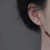 Real 925 Silver Zircon Hollow Heart Mini Stud Earrings For Women Trendy Fine Jewelry Small Niche Luxury Accessories