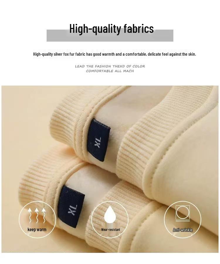 Men's American Style Fleece-Lined Hoodie 600G, Long Sleeve Round Neck Casual T-shirt, 2025 Collection.