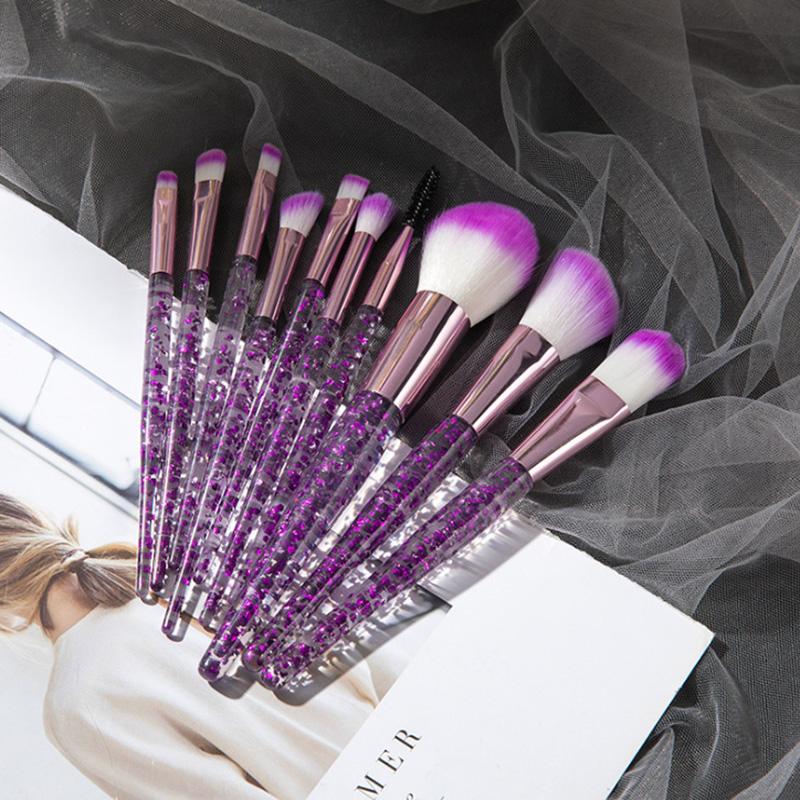 Colorful Makeup Brush Set Glitter Shinny Crystal Foundation Blending Power Cosmetic Beauty Make Up Tool Set