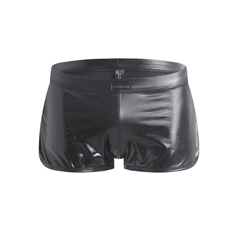 

1 шт. Металлические хипстерские трусы-шорты Модное нижнее белье Летние мужские эластичные боксеры Однотонные блестящие шорты Полиэфирное волокно Купальники S чёрный
