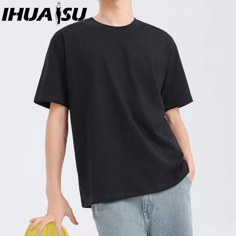 IHUASU Kurzarm-T-Shirt aus Baumwolle für Herren, modisch, lockeres Halbarmhemd, bedrucktes mitfühlendes Hemd