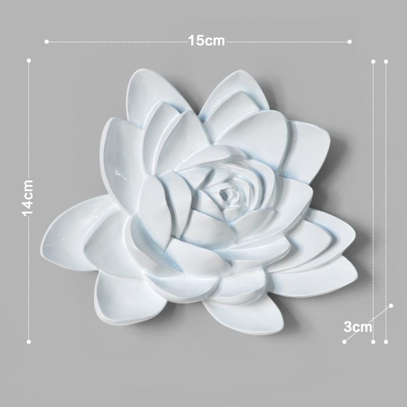 Szykowna 3D Biało-Szara Żywica Lotos Piwonia Kwiat Wiszące Ozdoby Styl Europejski Sztuka Dom TV Ściana Tło Dekor Rzemiosło Prezent