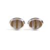 Excellent Dunhill Cufflinks cufflinks Oval Shape Bi-Color Textured Stripes Silver SV925 mens Used