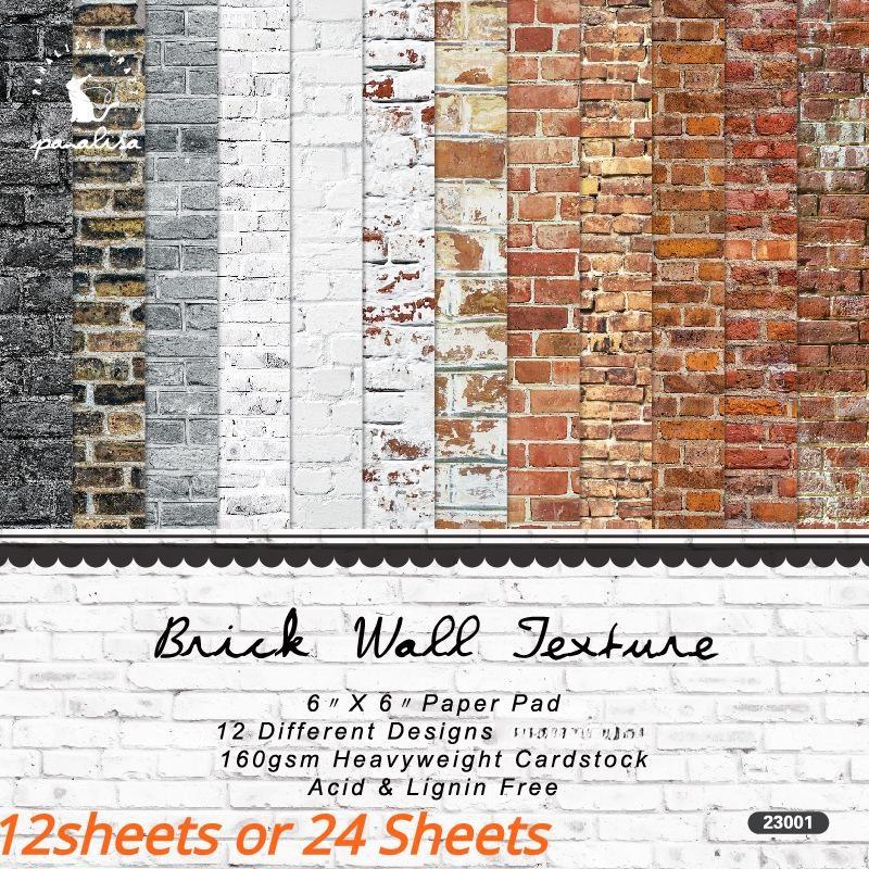 

24 Sheets 6 X6 Brick Wall Texture Scrapbook Paper Scrapbooking Patterned Paper Pack DIY Craft Background Paper Single-side