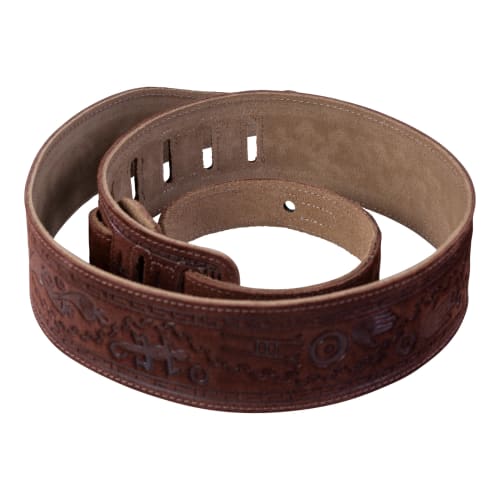 Levys Brown Suede 2.5" Guitar Strap (Kokopelli Design with Tools)