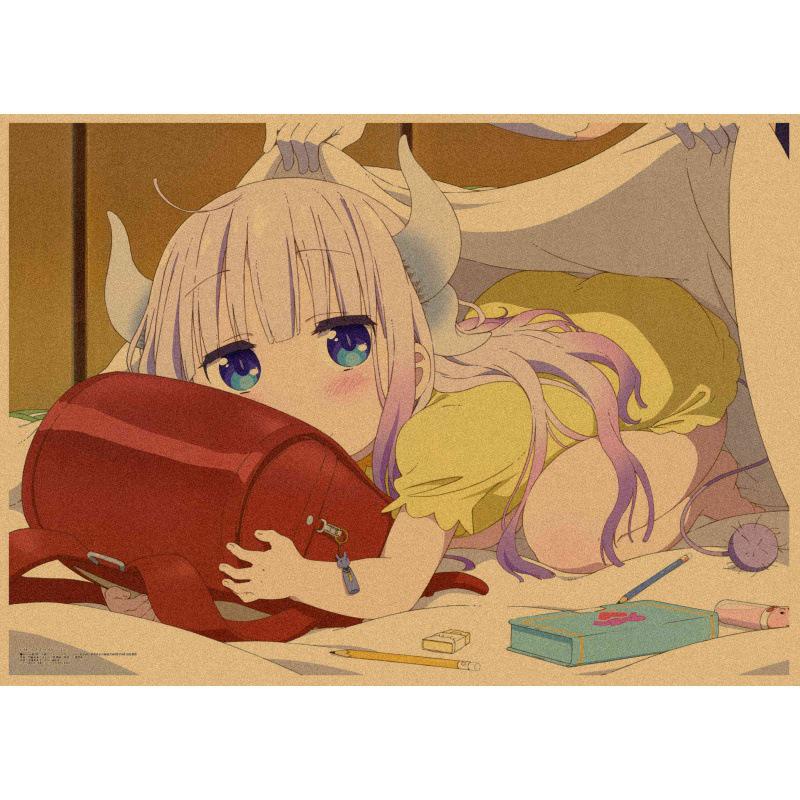 Free Shipping Anime Poster: Kobayashi-san Chi no Maid Dragon Retro Wall Art