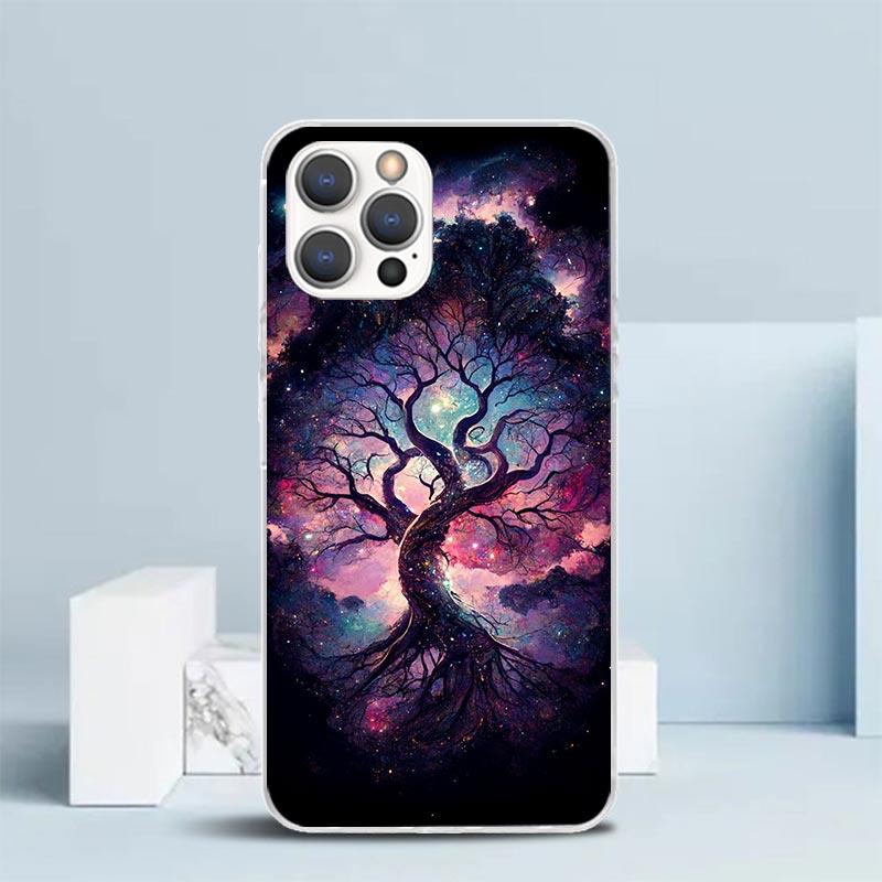 Tree of Life Space Soft Cover for iPhone 16 17 Air 15 14 Pro Max 16E Phone Case 13 Mini 12 11 7 SE 8 Print Pattern Fit Cases 16