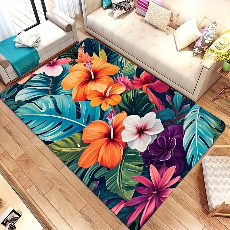 1PC Flower Pattern Kitchen Rugs Non-Slip Home Door Mats Pop design Bathroom Rug Bath Mat Carpet for Home Sink Laundry Decor