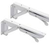 BESTU Folding Shelf Brackets, L-Shaped, 80kg Load Capacity, DIY, Architectural Hardware, 25cm x 10cm, White, Set of 2
