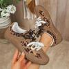 Fashion Fashion Leopard Mix Color Lace Up Sneakers Women 2025 Autumn Round Toe Soft Sole Casual Shoes Non Slip Soft Sole Shoes Size 43