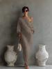 European Spring/Summer Women's Off-the-Shoulder Long Sleeve Midi Dress