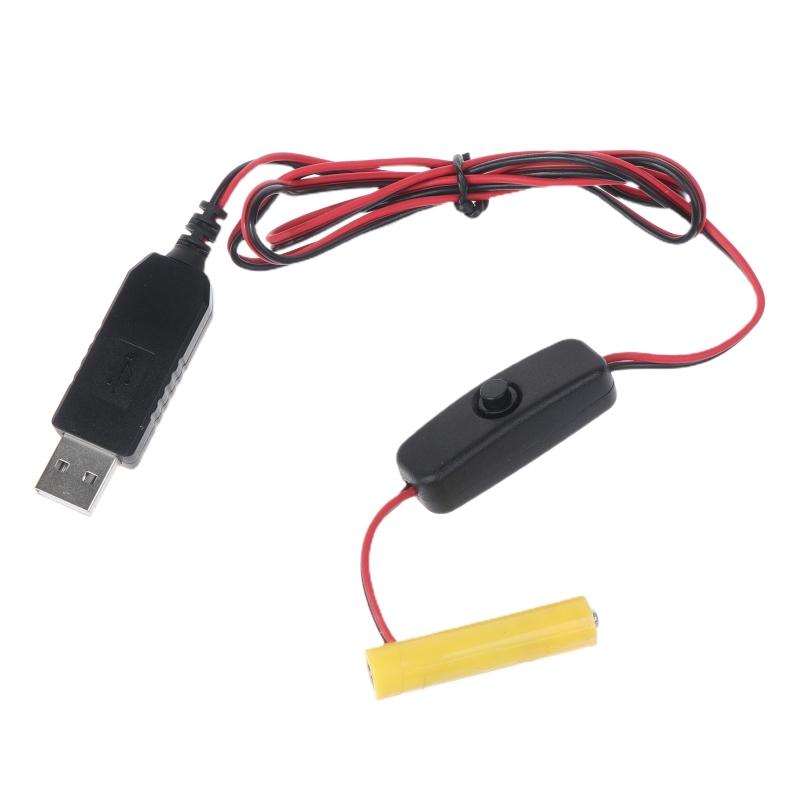 New 1.5V To 6V Universal AA/AAA Dummy Battery Adapter Detachable USB/Type C Battery Eliminator Cable With On/Off Switch Reusable