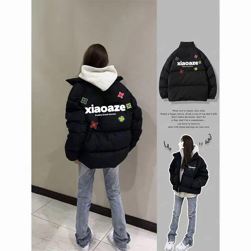 Unisex Autumn/Winter Thickened Cotton Padded Jacket with Letter Print